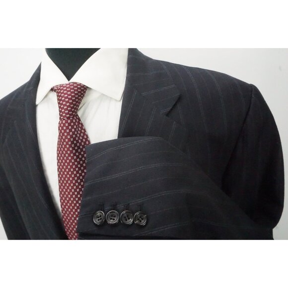 Kiton Navy Blue Striped 100% Wool 2 Pc Suit Jacket Pants Sz 49L Made in Italy - Picture 5 of 11